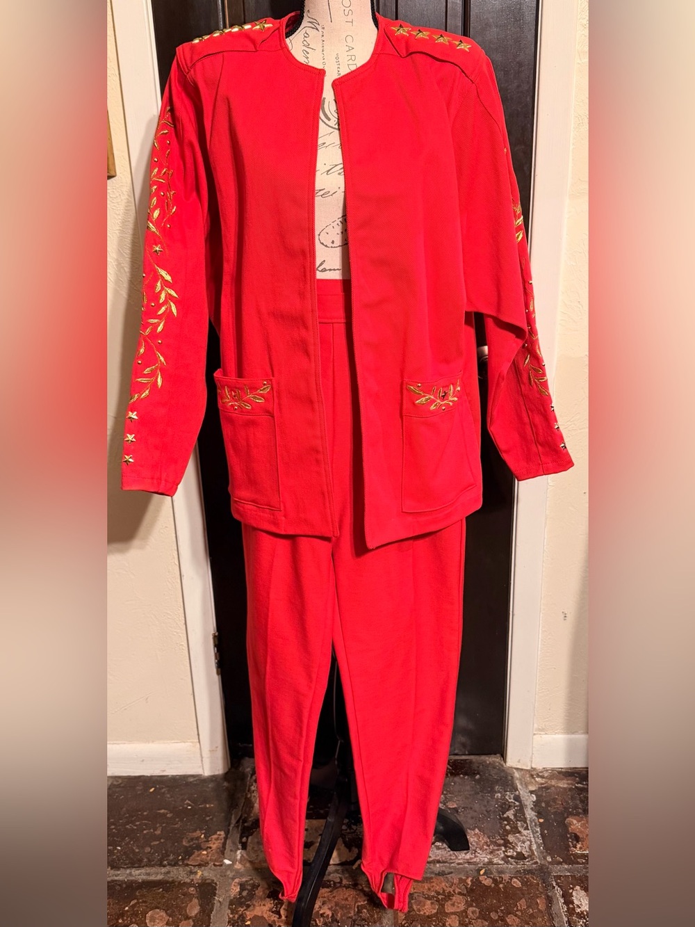 Deadstock Vintage Cache Nautical Embroidered Jacket M & Stirrup Pants 10 Set NWT